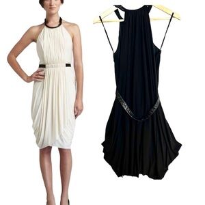 rag & bone black grecian drape dress knee length layered size 4 sleeveless